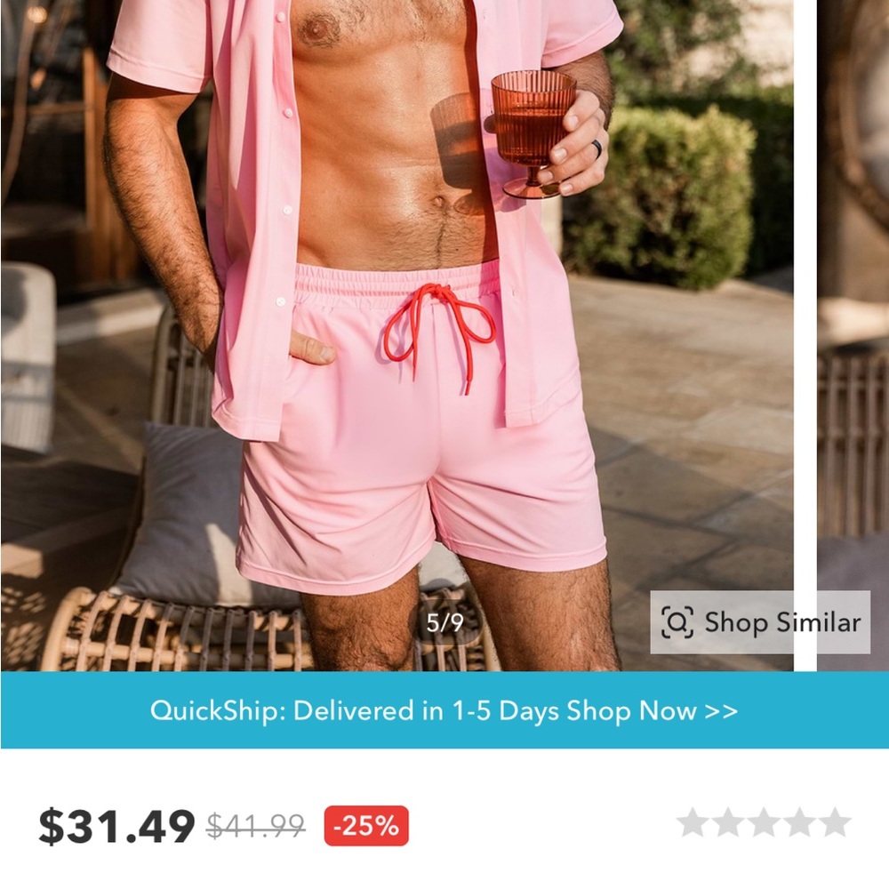 Men's Pink Swim Swim Shorts AND Matching Shirt
